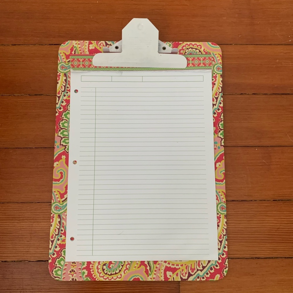 Vera Bradley clip board and pad